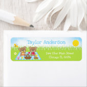 Teddy Bears Picnic Boy Blue Gingham Etiket (Insitu)