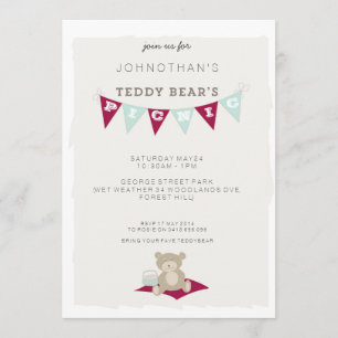 Teddy Bear's Picnic - Rood en blauw Kaart