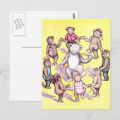 Teddy Bears spelen rond de Rosie Briefkaart (Voorkant / Achterkant)