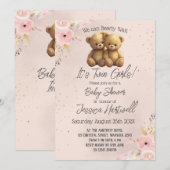 Teddy Bears Twin Girls Baby Shower Invitation (Devant / Derrière)