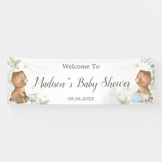 Teddy Bears Twins Baby shower Backdrop Welkom Spandoek (Horizontaal)