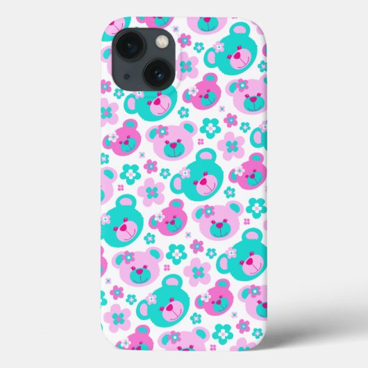 Teddy beenbloemen roze aqua ipad Case-Mate iPhone case (Achterkant)