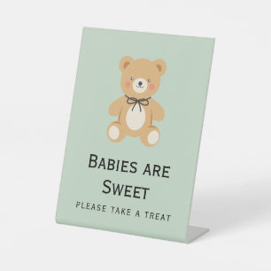 Teddy Beer Baby Shower Evenement Neem een Treat Ta Reclamebord Met Voetstuk