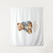 Teddy Beer Baby Shower Uitnodiging Kan Nauwelijks  Wandkleed (Voorkant)