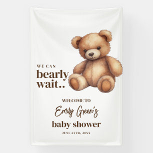 Teddy Beer Baby Shower We Can Bearly Wait minimaal Spandoek
