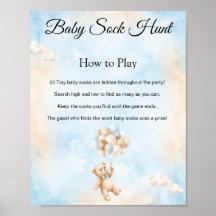 Teddy Beer Baby Sock Hunt Shower Spelbord