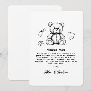 Teddy Beer Babyshower Uitnodiging, Geslachtsneutra Bedankkaart