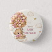 Teddy Beer ballonnen beige Roze Ronde Button 3,2 Cm (Voorkant)
