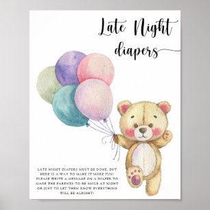 Teddy beer ballonnen - Late night luiers spel Poster