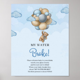 Teddy beer ballonnen My Water Broke sign game Poster