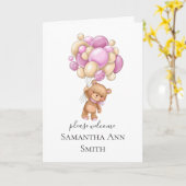 teddy beer ballonuitnodigingen kaart (Gele Bloem)