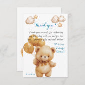 Teddy Beer Beige Ballon  Bedankkaart (Voorkant / Achterkant)