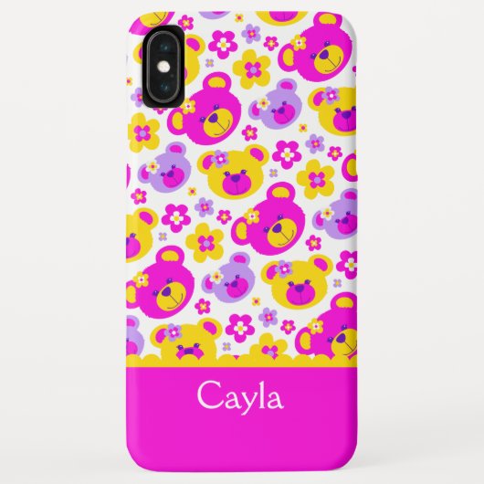 Teddy-beer bloemen genaamd roze geel Case-Mate iPhone case (Achterkant)