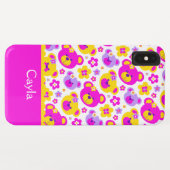 Teddy-beer bloemen genaamd roze geel Case-Mate iPhone case (Achterkant (horizontaal))