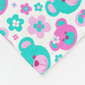 Teddy beer bloemen roze aqua blanket fleece deken (Hoek)