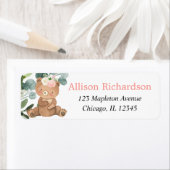 Teddy beer Blush roze witte flora Etiket (Insitu)