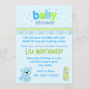 Teddy beer boy baby shower-uitnodiging kaart