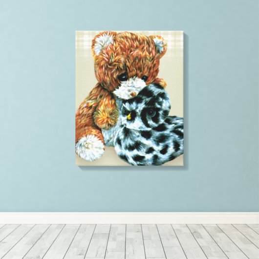 Teddy beer cuddles canvas wikkeldruk (Insitu (Houten vloer))