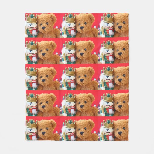 Teddy beer en nootkraker fleece deken (Voorkant)