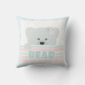 Teddy beer illustratie kinder kinderachtige afdruk kussen (Achterkant)