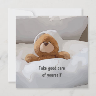 Teddy beer in bed zorgt voor je zelfgroet kaart