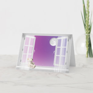 Teddy beer in het raam aan je denken feestdagen kaart