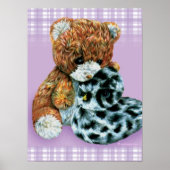 Teddy beer knuffels baby licht paars afdrukken poster (Voorkant)