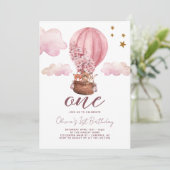 Teddy Beer Meisje 1e Verjaardag Kaart (Staand voorkant)