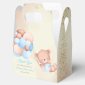 Teddy beer met bruine en blauwe ballonnen bedankdoosjes (Geopend)