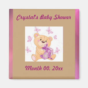 Teddy beer met cadeau Save the Date baby shower Magneet