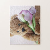 Teddy beer met calla lilies legpuzzel (Verticaal)
