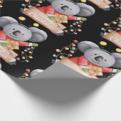 Teddy beer met veel kerstcadeautjes cadeaupapier (Hoek)