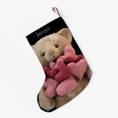 Teddy beer met weefselhart kleine kerstsok (Achterkant (Hangend))