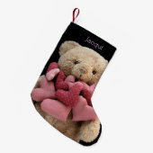 Teddy beer met weefselhart kleine kerstsok (Voorkant (Hangend))