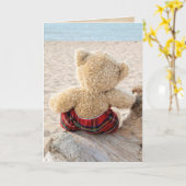 Teddy beer op driftwood kaart (Gele Bloem)