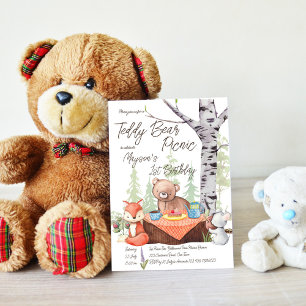 Teddy beer picnic woodland verjaarfeest kaart
