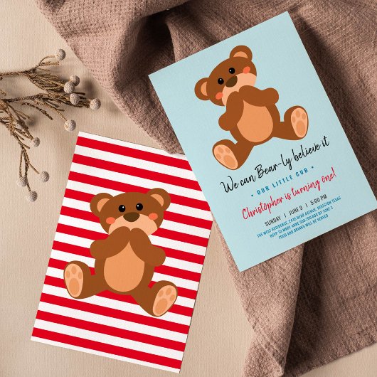 Teddy beer verjaardagsuitnodiging kaart