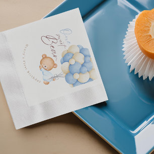 Teddy Beer Watercolor Jongen 1e Verjaardagsfeestje Servet