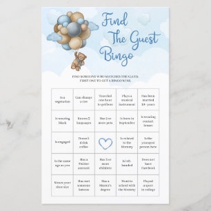 Teddy bek blauwe bruine ballon vind de Gast Bingo