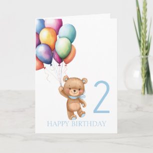 Teddy Blue 2e Verjaardagsballonnen Kaart