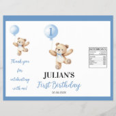 Teddy Blue Balloon Beary Verjaardag Chip Bag Wrapp Flyer (Voorkant)