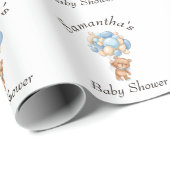 Teddy Boy Balloon Baby shower Wit Cadeaupapier (Rol Hoek)