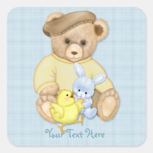 Teddy Boy Easter Vierkante Sticker (Voorkant)