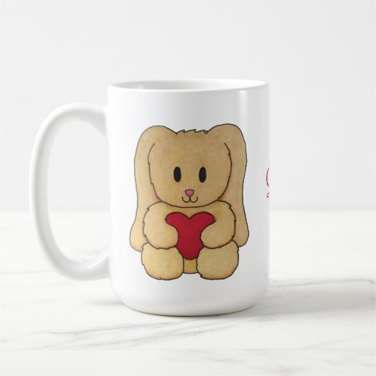 Teddy Bunny avec nom curieux tasse personnalisée (Gauche)