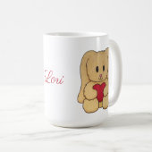 Teddy Bunny met cursieve naam gepersonaliseerd mug Koffiemok (Voorkant rechts)