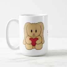 Teddy Bunny met cursieve naam gepersonaliseerd mug