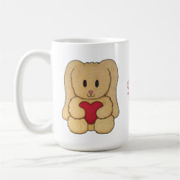 Teddy Bunny met cursieve naam gepersonaliseerd mug Koffiemok