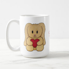 Teddy Bunny met cursieve naam gepersonaliseerd mug Koffiemok
