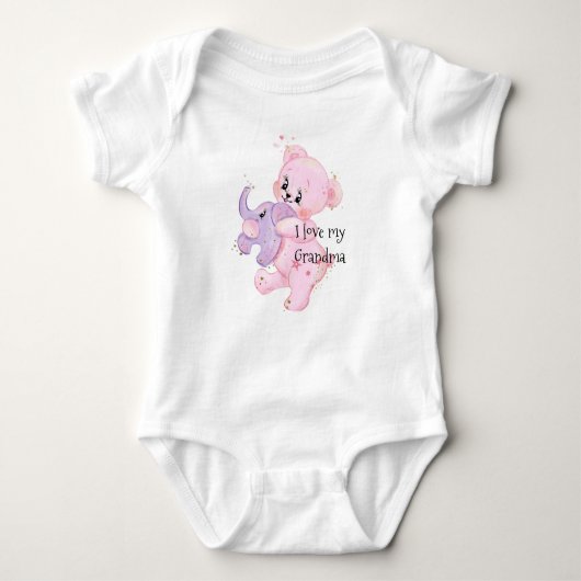 Teddy Carrying Elephant Bodysuit Personalized (Voorkant)