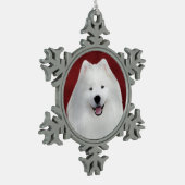 Teddy de Samojeed Tin Sneeuwvlok Ornament (Links)